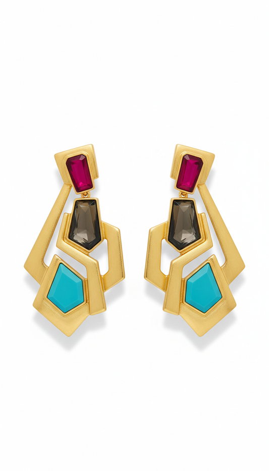 Oversized Statement Earrings in Vivid Gold