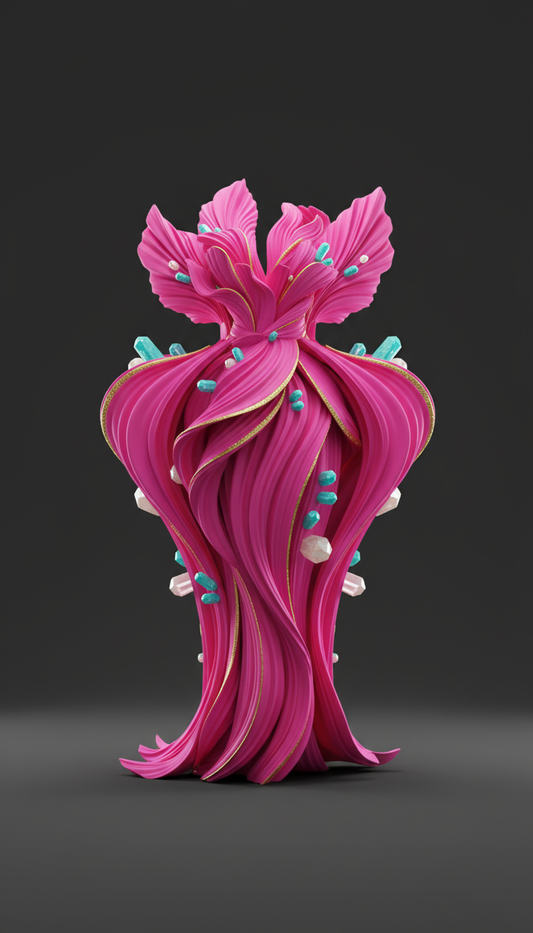 Sculptural Dress in Electric Fuchsia